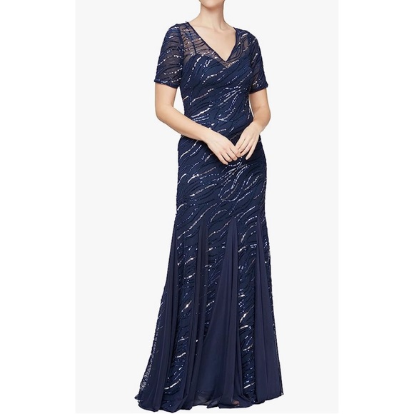 ❗️FINAL❗️ 🆕 ALEX EVENINGS Fit & Flare Sequined Formal Dress 🔴🔴 - Picture 1 of 7